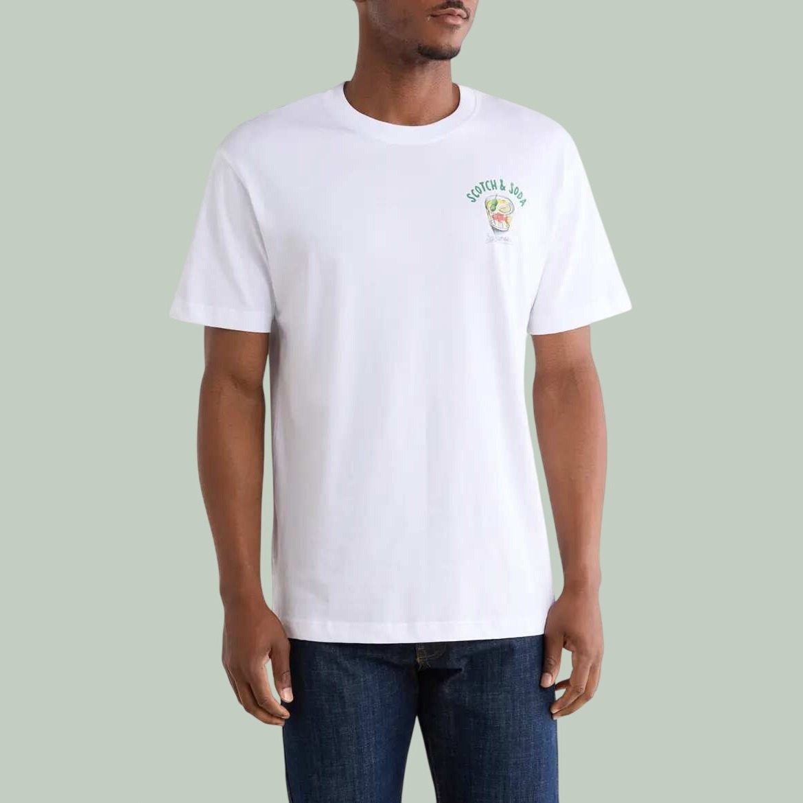 Scotch & Soda Amsterdam White Cotton Crewneck Graphic Tee Shirt Mens Large New